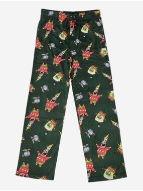 SpongeBob Squarepants Dark Green Holiday Patrick & Sponge Print Pajama Pants